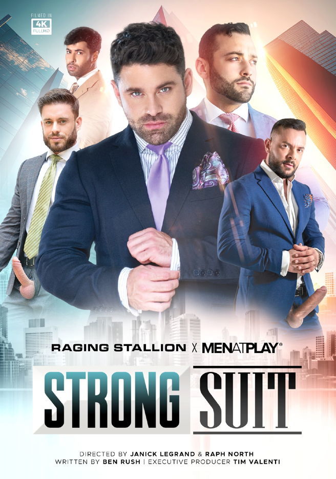 Strong Suit / Крепкий костюм (Raphael Massicotte, Janick Legrand, Raging Stallion) [2023 г., Bareback, Beards, Clothing, Deep Throat, Muscled Men, Natural Body Hair, Oral, Orgy, Pantyhose & Stockings, Plot, Suits & Ties, Swallowing, Uncut, WEB-DL, 2160p] 