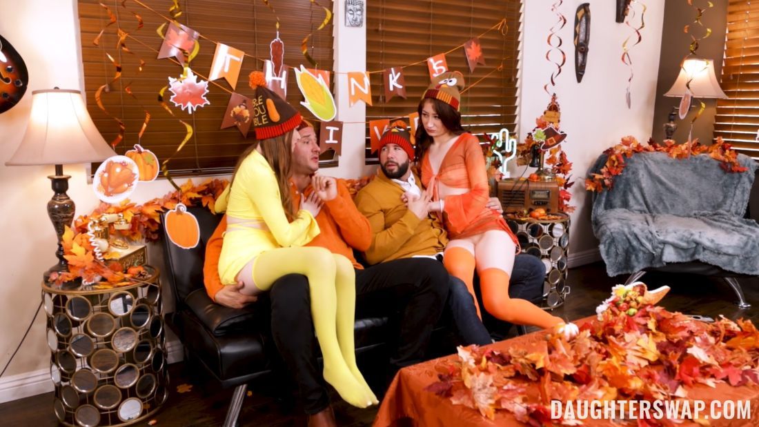 [DaughterSwap.com] Ava Davis & Myra Moans - The Girls Who Saved Thanksgiving [2023, All Sex, Brunette, Natural Tits, Blowjob, Cumshot, Gonzo, Group Sex, Straight, Teen, Foursome, FFMM, 1080p]