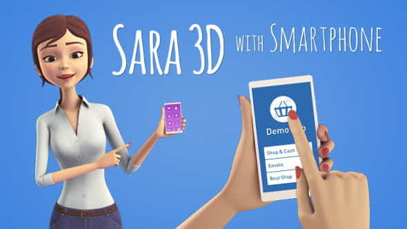 Sara 3D Character with Smartphone - VideoHive 15887749