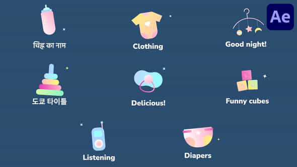 Baby Icons And Titles For After Effects - VideoHive 53709033