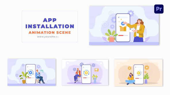 Step By Step App Installation 2D Graphic Design Character Animation - VideoHive 49481320