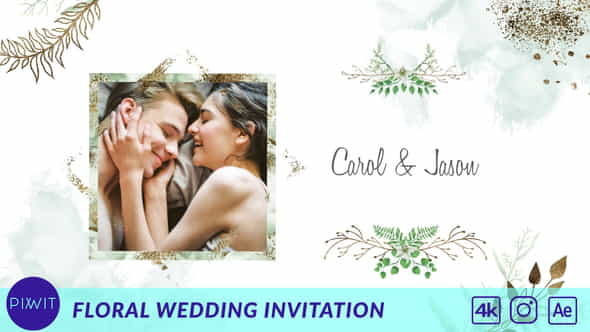 FloralGolden Wedding Invitation - VideoHive 33592932