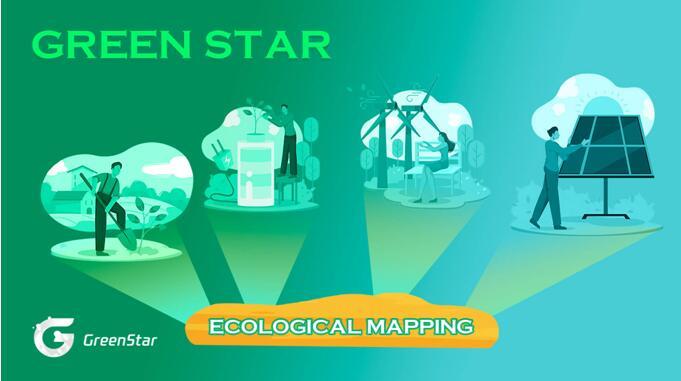 Green Star Shapes Digital Interactive Parallel Universe Ecosystem