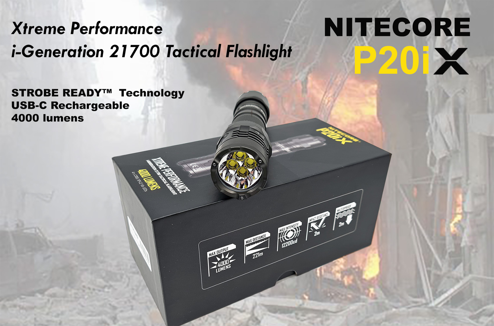 NITECORE P20iX 4000 Lumen USB-C Rechargeable Flashlight