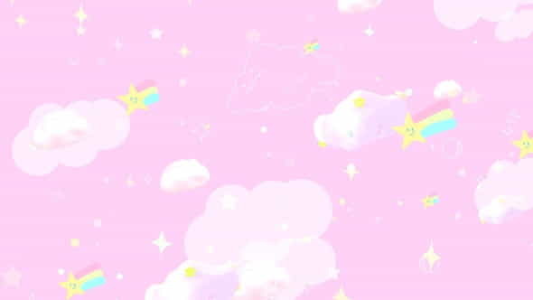 Pink Rainbow Stars And Clouds - VideoHive 33549767