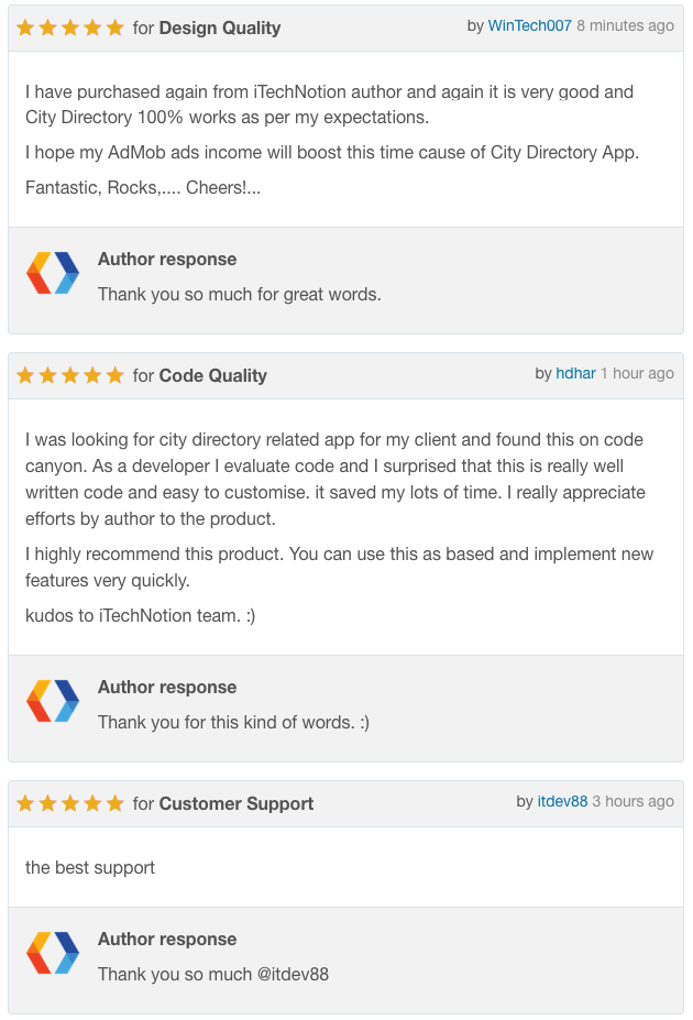 Reviews of the City Directory application