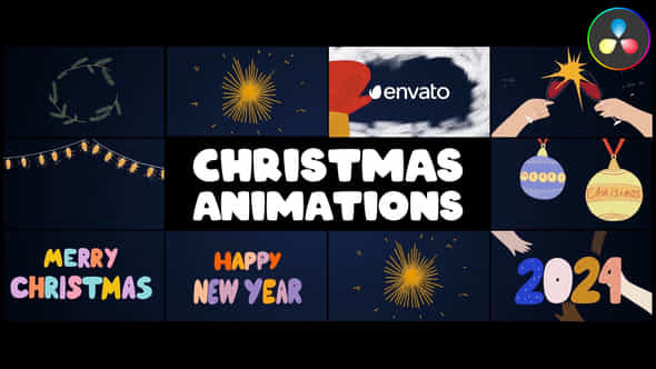 Christmas Decorations And Greetings Animations Davinci Resolve - VideoHive 49618730