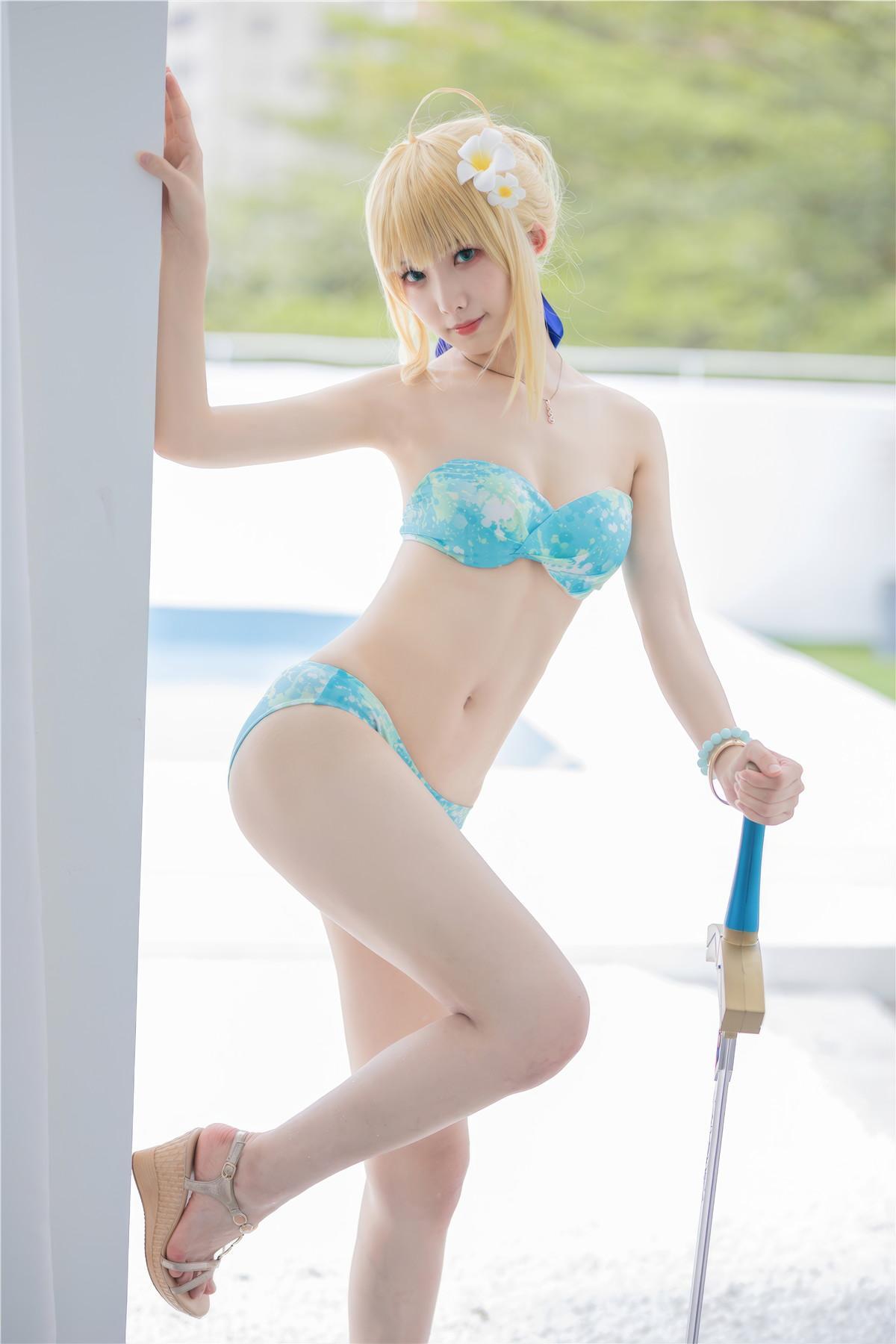 Cosplay 封疆疆v 阿尔托莉雅·潘德拉贡 泳装(31)