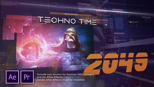 Techno Time 2049 Media Opener - VideoHive 31275515
