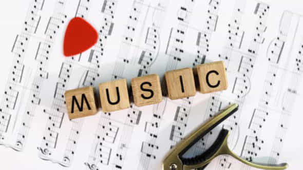 Red Heart With Musical Notes Text Music - VideoHive 43645912