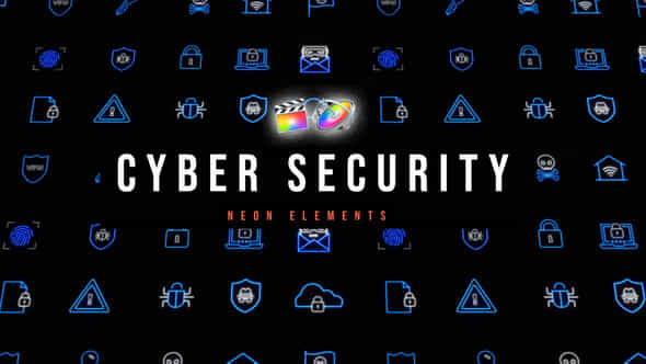 Cyber Security Neon Icons - VideoHive 53674953