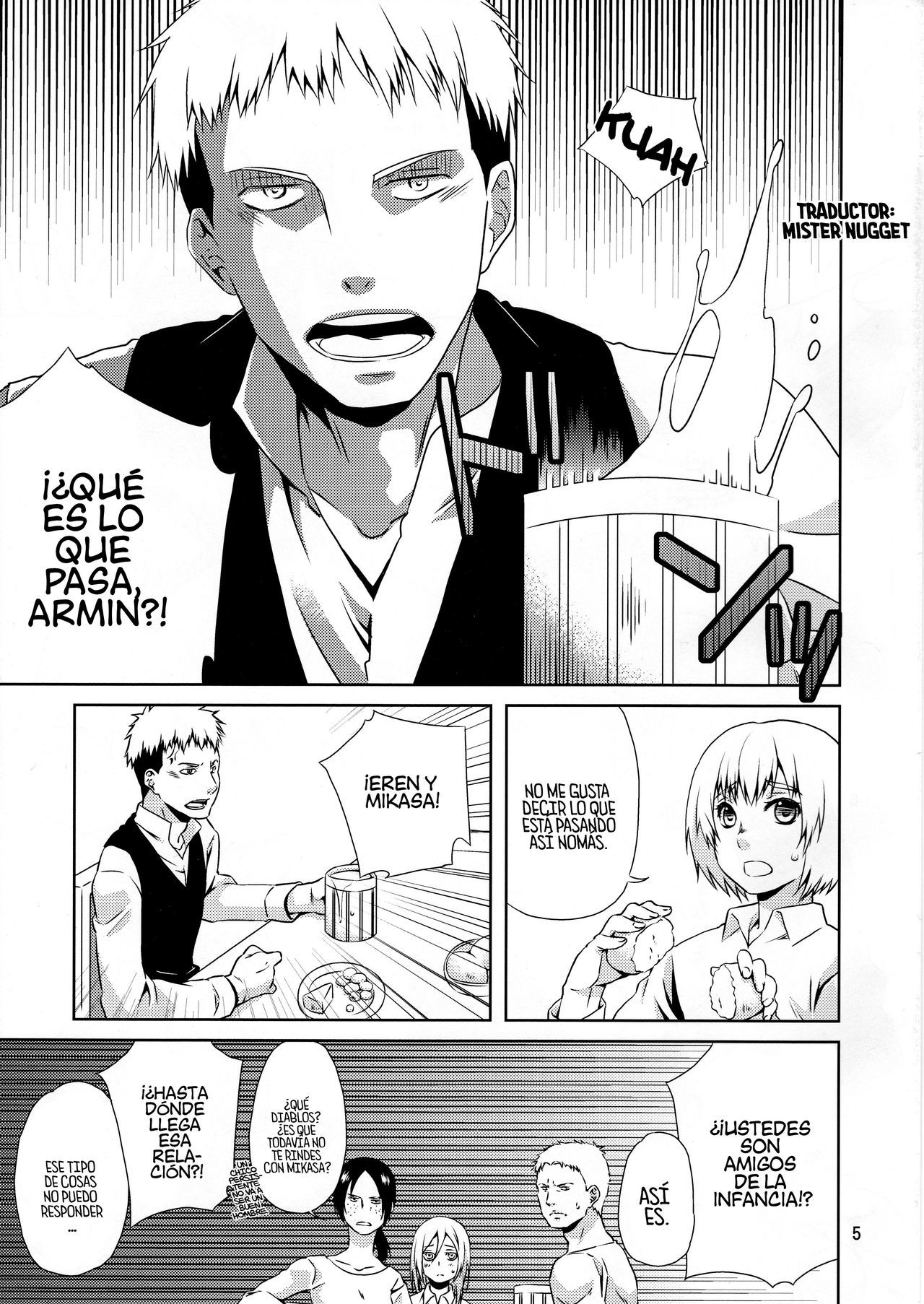 (FALL OF WALL2) [Ichinichi Sanjou (Jinguu Kozue)] Koui no Saichuu mo Muffler wa Kanarazu Chakuyou no Koto (Shingeki no Kyojin)  [Spanish] [Mister Nugget]