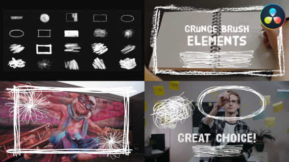 Grunge Brush Elements Davinci Resolve - VideoHive 50711292
