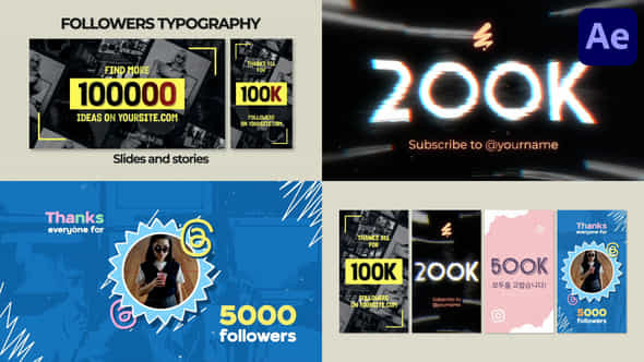 Social Media Followers Typography For After Effects - VideoHive 57376458