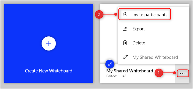 Click the ellipsis (. . .) next to the board, and then click "Invite Participants."
