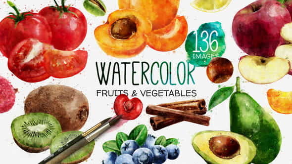 Watercolor Fruits And Vegetables - VideoHive 22608905