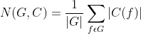 N(G,C)=\frac{1}{|G|}\sum _{f\epsilon G}|C(f)|