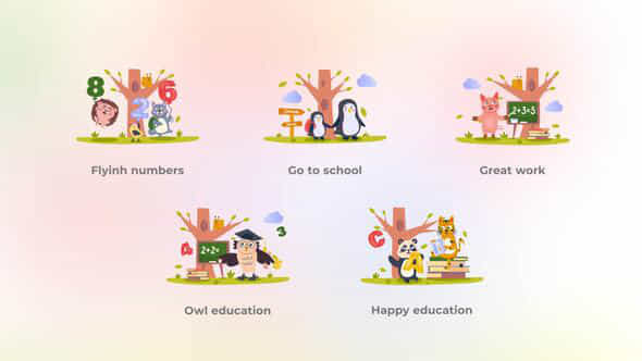 Go To School School Animals - VideoHive 49928109