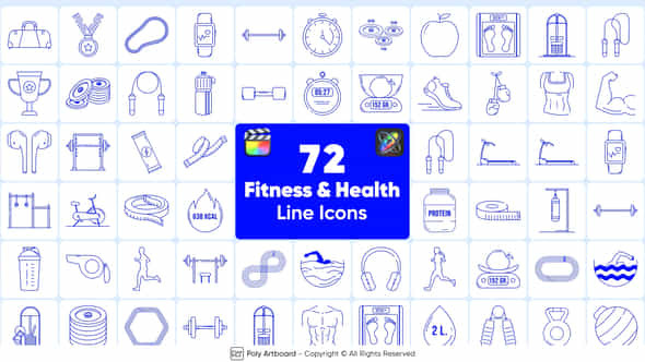 Fitness Health Line Icons For Final Cut Pro X - VideoHive 49834478