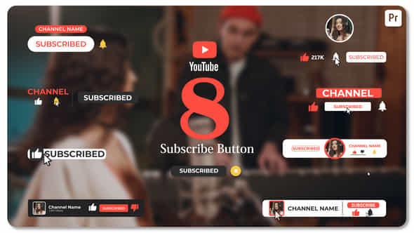 Youtube Subscribe Buttons Pack I Mogrt - VideoHive 48863986