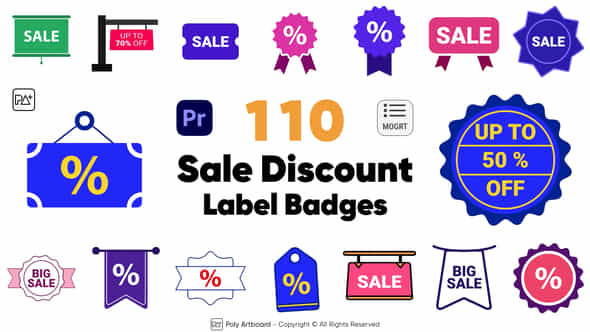 Sale Discount Label Badges For Premiere Pro - VideoHive 51382792