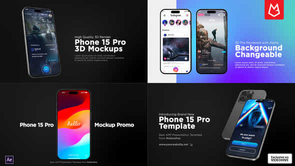 App Promo Phone 15 Pro Mockup - VideoHive 49304885