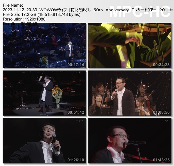 [TV-Variety] さだまさし 50th Anniversary コンサートツアー 2023 ~なつかしい未来~ 四夜 弦もナイト (WOWOW Live 2023.11.12)