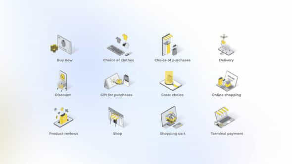 Online Shopping Isometric Icons - VideoHive 49555495