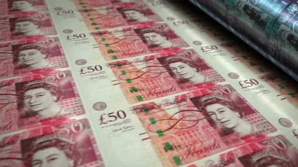 Pound Sterling money banknotes printing - VideoHive 32494860