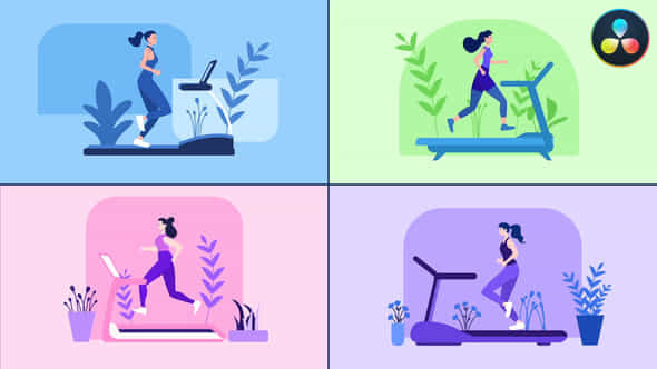 Treadmill Running Girl Explainer For Davinci Resolve - VideoHive 52544111