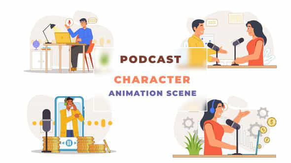 Podcast Animation Scene - VideoHive 43069622