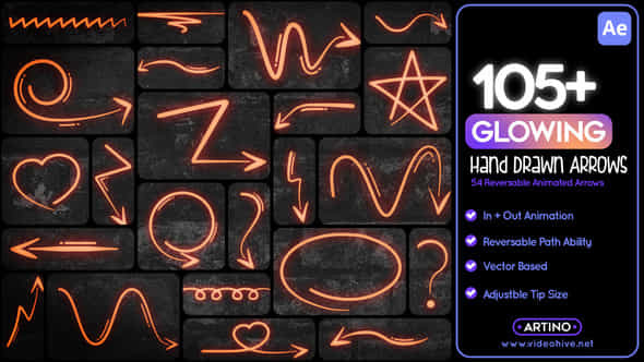 105 Glowing Hand Drawn Arrows - VideoHive 51447666