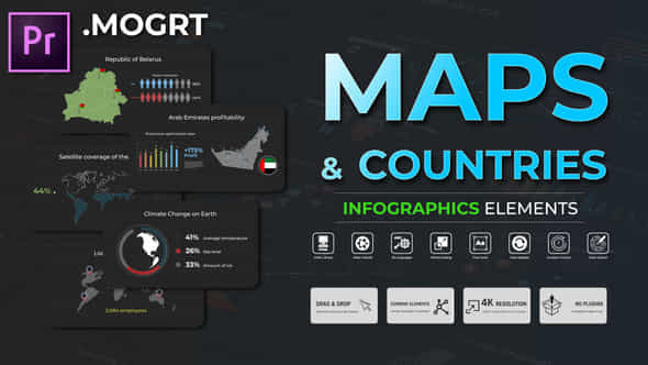 Infographic Maps And Countries Mogrt - VideoHive 51482955