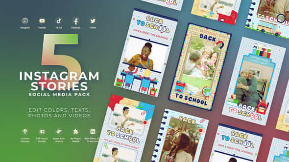 Back To School Education Instagram Vertical Stories Mogrt Premiere Pro - VideoHive 53645252