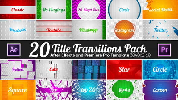 20 Title Transitions Pack - VideoHive 22119825