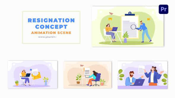 Employee Resignation Concept Creative Flat Design Animation Scene - VideoHive 49481728