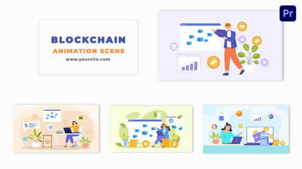 Blockchain Technology Flat Vector Animation Scene - VideoHive 48802490