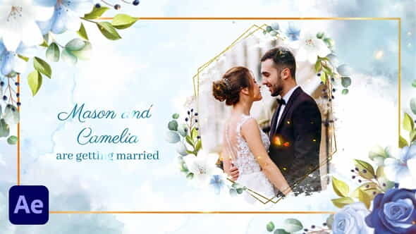 Watercolor and Floral Wedding Invitation - VideoHive 36778280