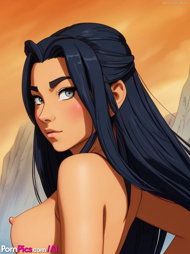 Big blue eyed anime character Katara teases with her nice ass and big tits(2)