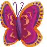 Magenta butterfly with gold markings.