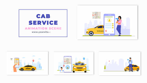 Online Cab Service Vector Animation Scene - VideoHive 47251059