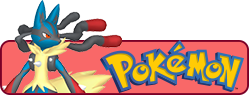 banner with the pokemon logo and mega lucario on it.