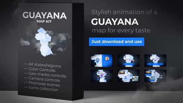 Guyana Animated Map - Co-operative - VideoHive 24317596