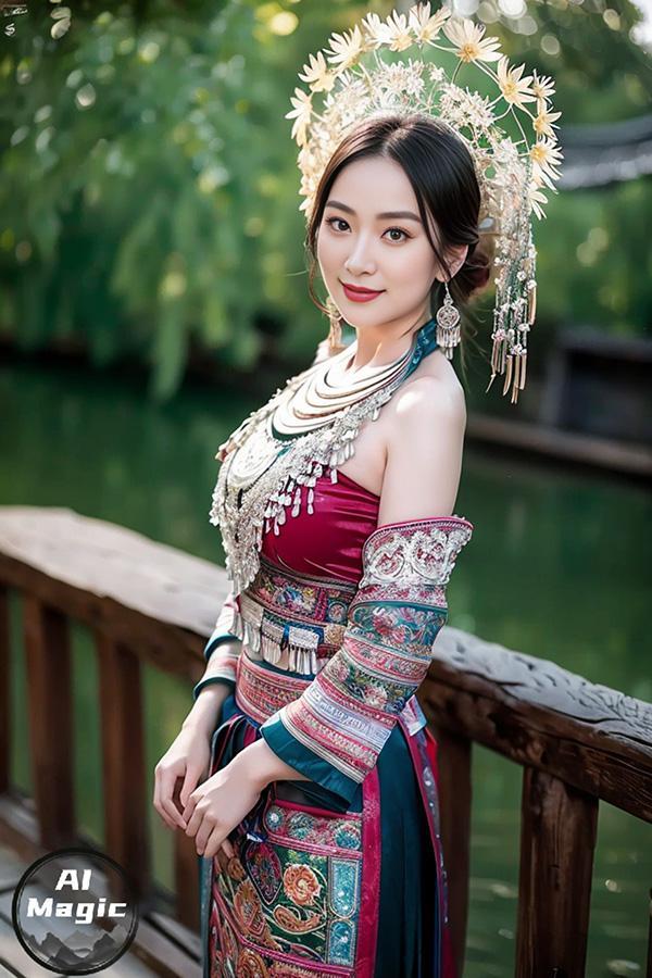 AI魔法秀之盛装的苗族美女唯美图集美翻天(29)