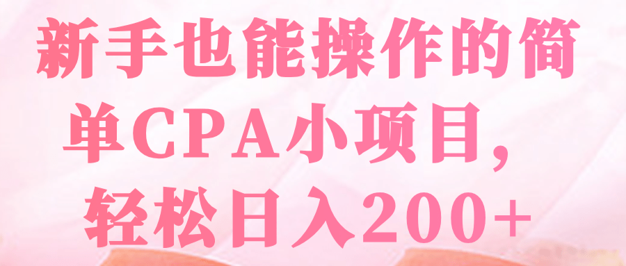 新手也能操作的简单CPA小项目，轻松日入200+