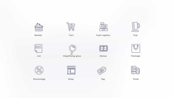 Shopping- Outline Icons - VideoHive 46804446