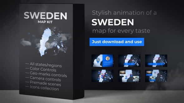 Sweden Animated Map - Kingdom - VideoHive 24316690