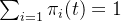 \sum _{i=1}\pi_i(t)=1