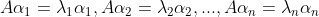 A\alpha _{1} = \lambda _{1}\alpha _{1},A\alpha _{2} = \lambda _{2}\alpha _{2},...,A\alpha _{n} = \lambda _{n}\alpha _{n}