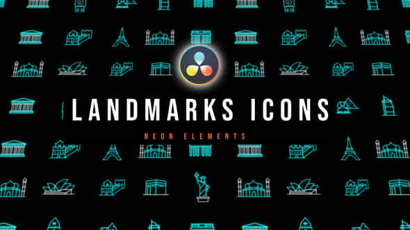 Landmarks Neon Icons - VideoHive 53637375